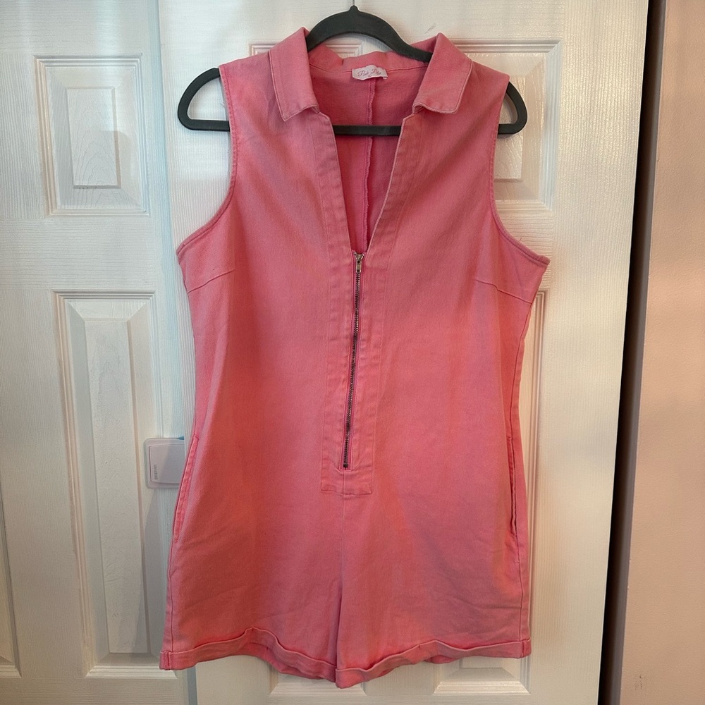 Pink Denim Romper